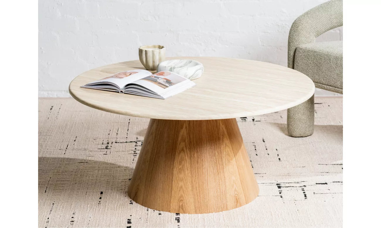 Waverley圆形咖啡桌白色石灰华