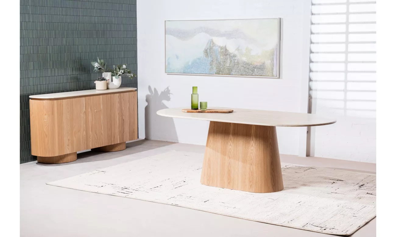 韦弗利餐桌白色石灰华