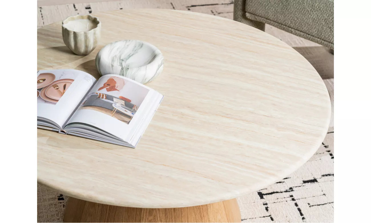 Waverley圆形咖啡桌白色石灰华