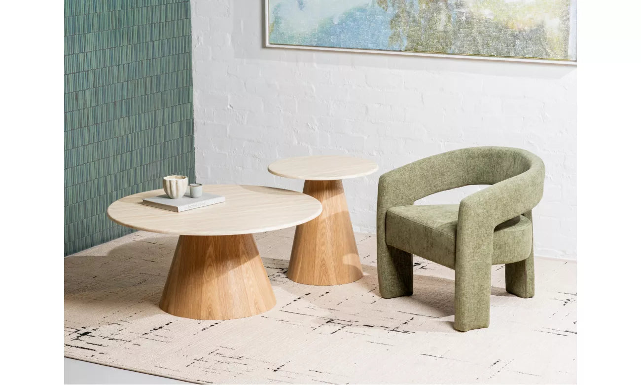 Waverley圆形咖啡桌白色石灰华