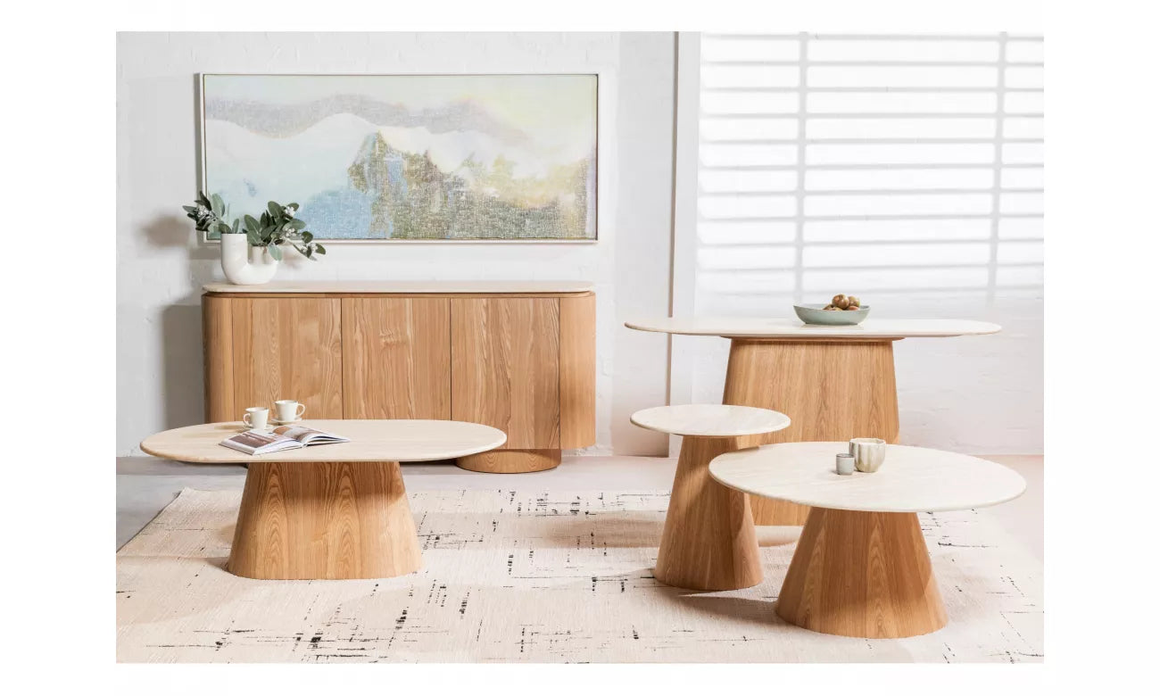 Waverley圆形咖啡桌白色石灰华