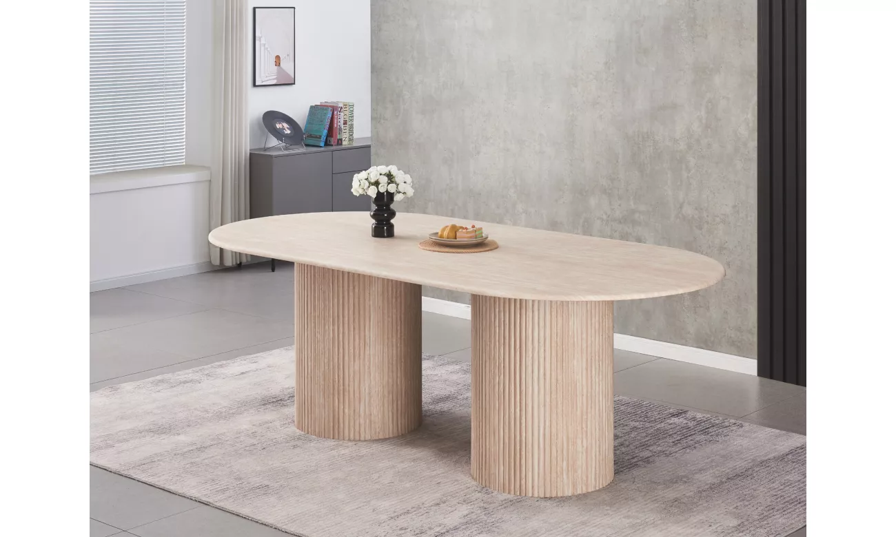 庞贝长方形餐桌石灰华