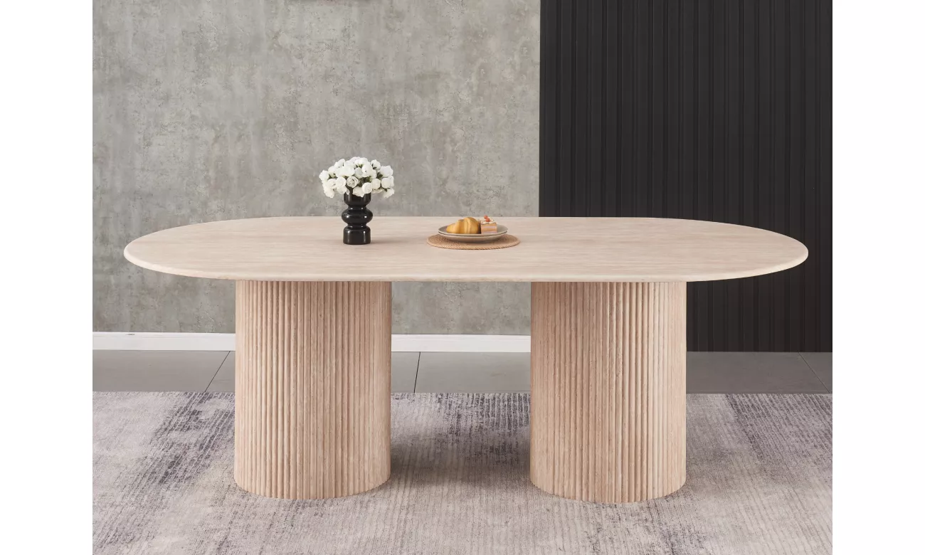 庞贝长方形餐桌石灰华